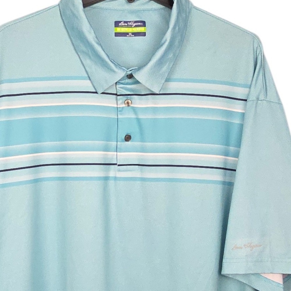 Ben Hogan Performance‎ Mens Golf Polo Shirt 3XL Blue Teal Striped Short Sleeve